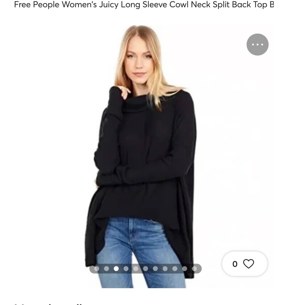 NEW WITH TAGS FREE PEOPLE JUICY COWL NECK SPLIT BACK TOP IN BLACK LIGHTWEIGHT